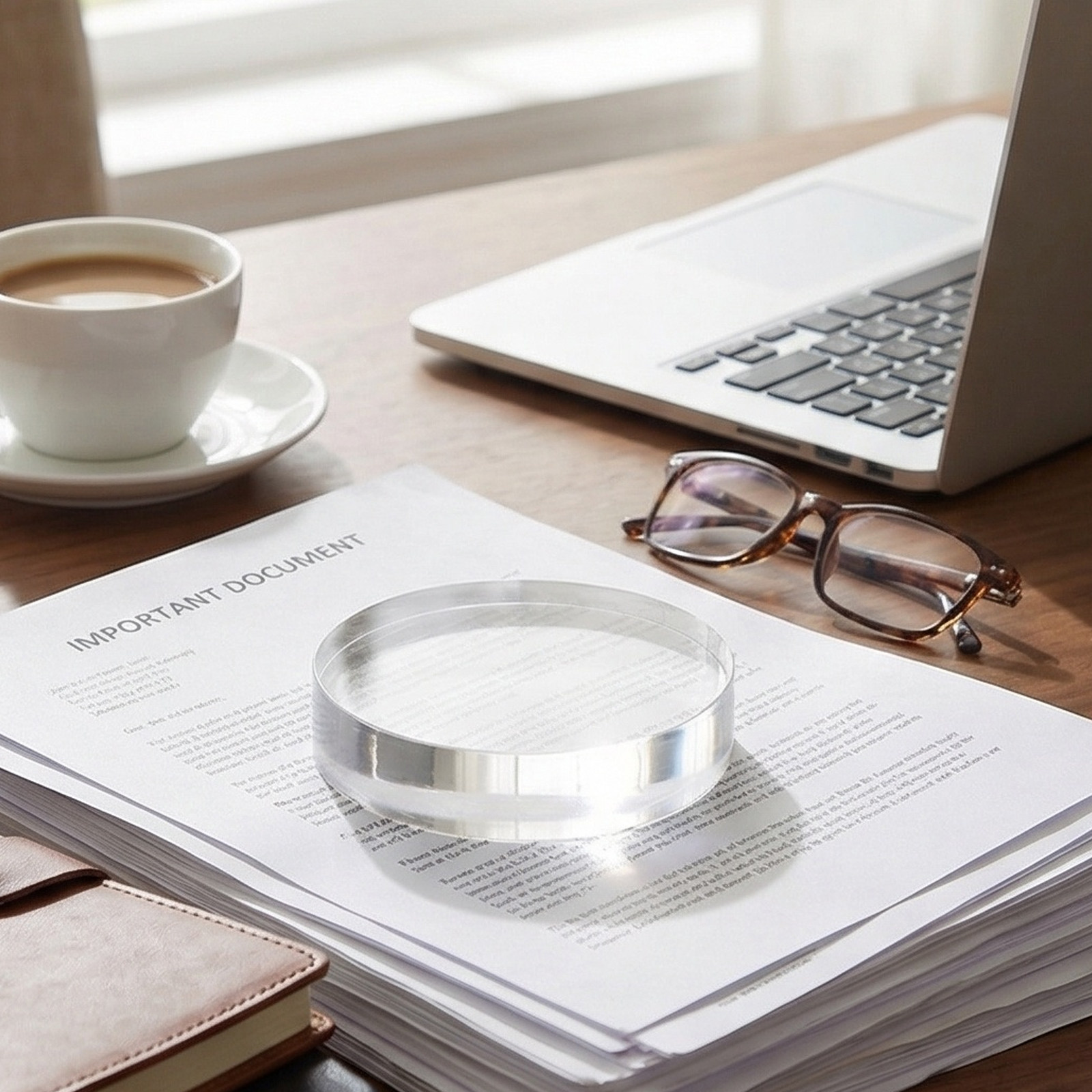 Runder Kristall-Papierdrückste – Paper Weight Crystal Bewertung und Preis